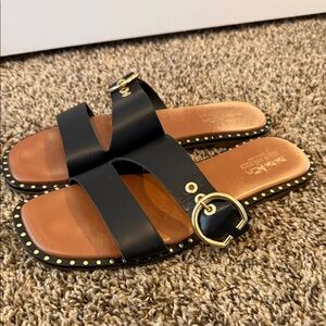 Coach and Four Black Sandals with Gold Accents